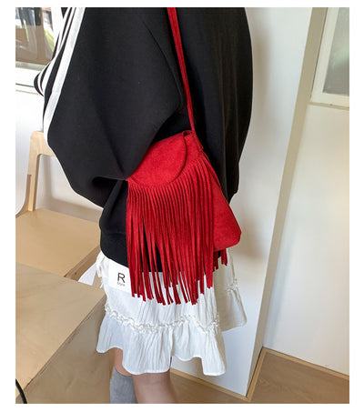 Bolso Bandolera Retro Gamuza Esmerilada con Borlas para Celular - Image 29