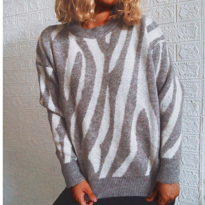Suéter de Cuello Redondo con Rayas para Otoño e Invierno - Image 3