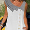 Blusa con Bloques de Color Asimétricos y Chaleco Botones Talla Grande