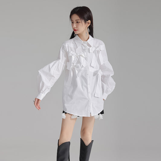 Blusa Blanca con Moño para Mujer - Image 2