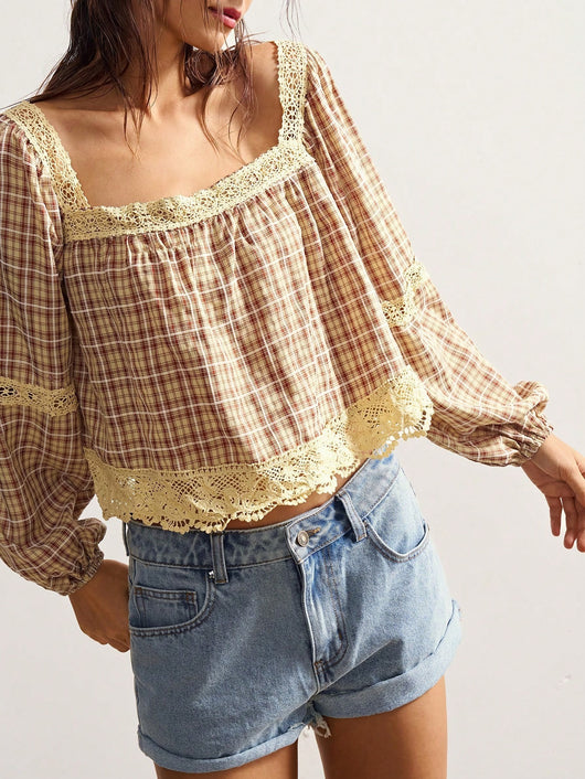 Blusa de Encaje Patchwork para Mujer - Image 11