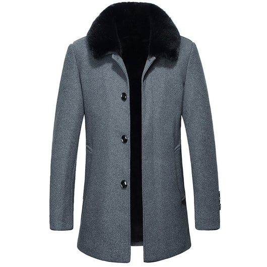 Abrigo de Lana Premium con Cuello de Lana para Hombre - Image 4