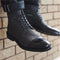 Botas Cortas Hombre Punta Afilada Suela Plana Combinada - Cinturón Delgado