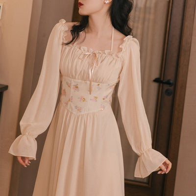 Vestido Largo de Manga Larga Diseño Retro Francés - Image 9