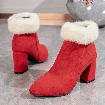 Botas Tobilleras de Ante Cuadro Escocés con Tacón Cuadrado - Comodidad y Estilo para Otoño e Invierno - Image 13