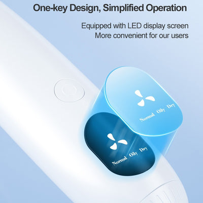 White blackhead vacuum remover with rose gold accents, clear suction head, and control buttons for strong, normal, and soothe modes. - Image 4