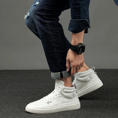 Tenis Altos de Cuero Coreanos para Hombre - Estilo Urbano Deportivo - Image 16