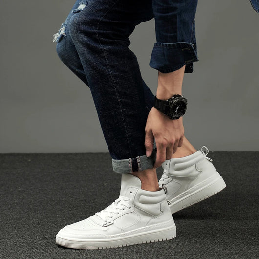 Tenis Altos de Cuero Coreanos para Hombre - Estilo Urbano Deportivo - Image 16