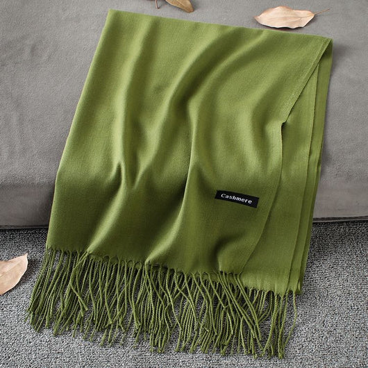 Pashmina Elegante de Color Liso con Borlas - Image 55