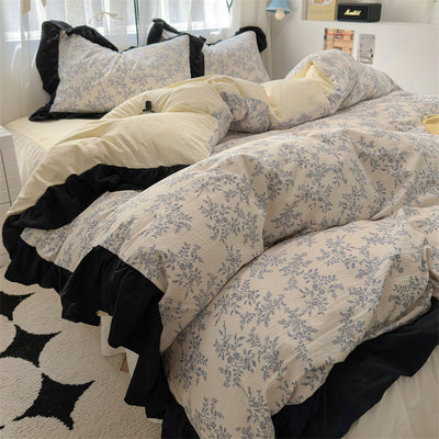 Juego de Cama Algodón Lavado Encaje Tulipán Estilo Coreano 4 Piezas - Image 11
