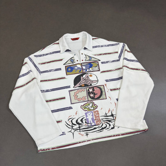 Sudadera Estampada a Rayas Falsa Dos Piezas - Look Trendy para Parejas, Hombres y Mujeres