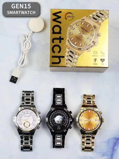 Reloj Inteligente de Oro con Llamadas Bluetooth y Diamantes - Image 7