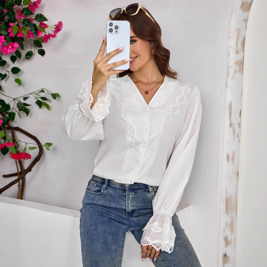 Blusa Francesa con Mangas Acampanadas Elegantes - Image 2
