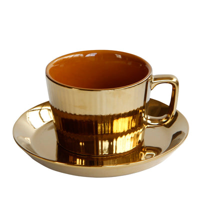 Juego de Taza de Café de Cerámica Esmaltada con Platillo - Image 12