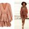 Vestido V-Escote con Volantes Superpuestos y Mangas Farol