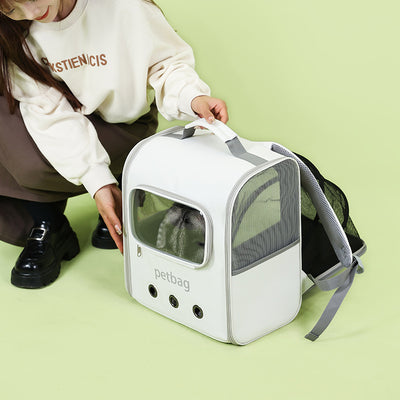 Mochila Transportadora para Gatos de Gran Capacidad Expandible con Ventana Transparente