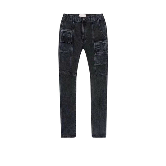 Jeans Azules con Cierre de Cremallera y Múltiples Bolsillos