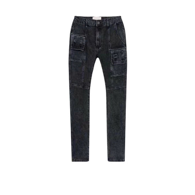 Jeans Azules con Cierre de Cremallera y Múltiples Bolsillos