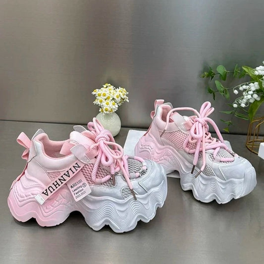 Tenis Casual para Mujer con Suela Gruesa y Malla Transpirable