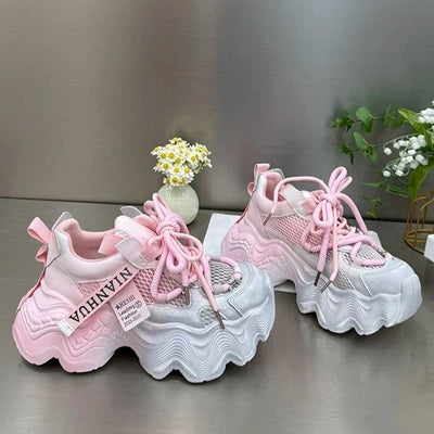 Tenis Casual para Mujer con Suela Gruesa y Malla Transpirable
