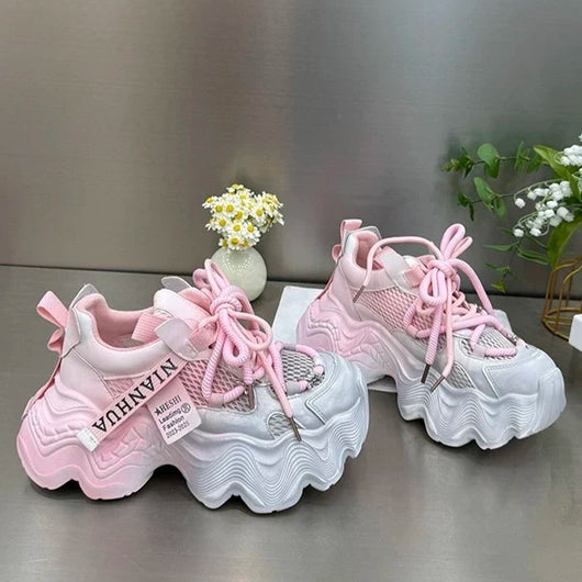 Tenis Casual para Mujer con Suela Gruesa y Malla Transpirable