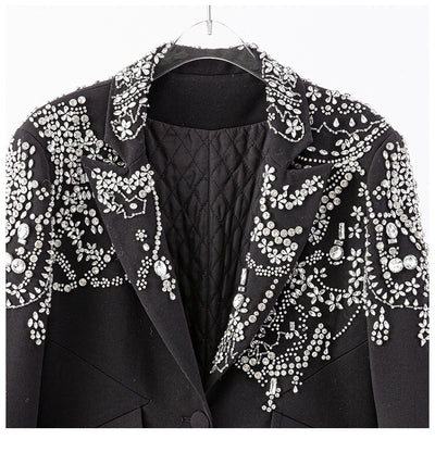 Blazer Elegante Negro con Cuello Solapa y Detalles en Strass - Image 6