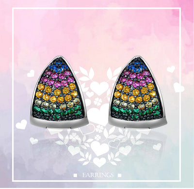 Aretes Triangulares Geométricos con Piedras de Color para Mujer - Image 6