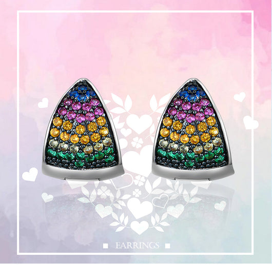 Aretes Triangulares Geométricos con Piedras de Color para Mujer - Image 6