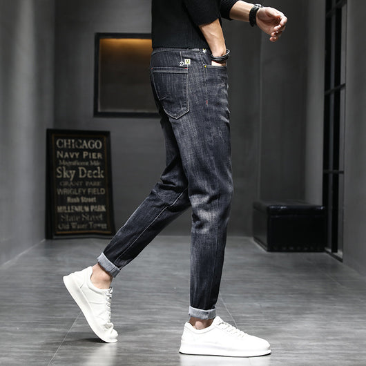 Pantalones Casuales Negros Slim Fit Cintura Pequeña para Hombre - Image 4