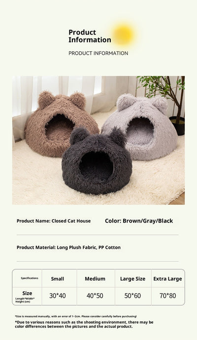 Cama Cálida Semiencerrada para Gatos con Peluche Suave - Image 19