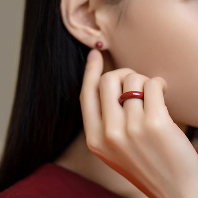 Anillo de Cinabrio Natural Diseño Retro Nicho Exclusivo para Mujer - Image 7