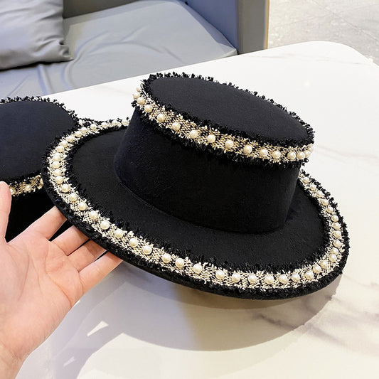 Sombrero de Lana para Mujer con Perla - Estilo Bucket Elegante