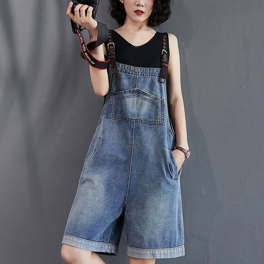 Pantalón Corto Overol Denim Suelto para Mujer - Image 6