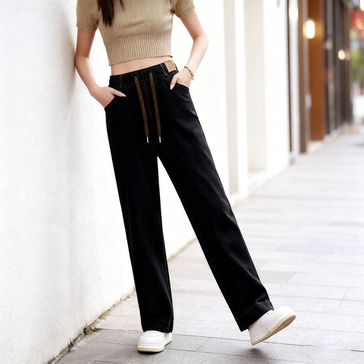 Pantalones Vaqueros Rectos de Cintura Alta con Forro Polar y Pierna Ancha - Image 19