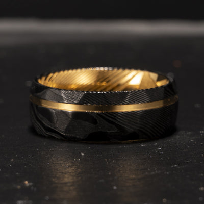 Anillo de Acero Damasco Bicolor Europeo Americano - Image 11