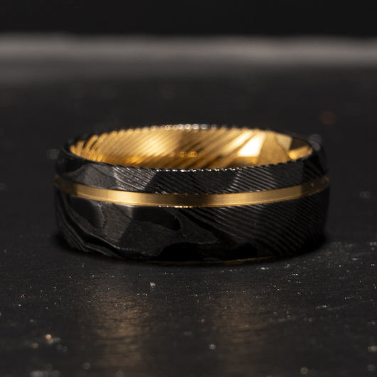 Anillo de Acero Damasco Bicolor Europeo Americano - Image 11
