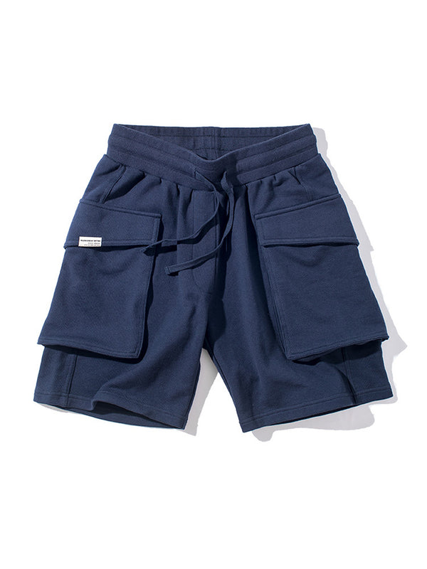 Pantalones Cortos Deportivos de Punto Estilo Militar - Khaki Holgado para Hombre - Image 3