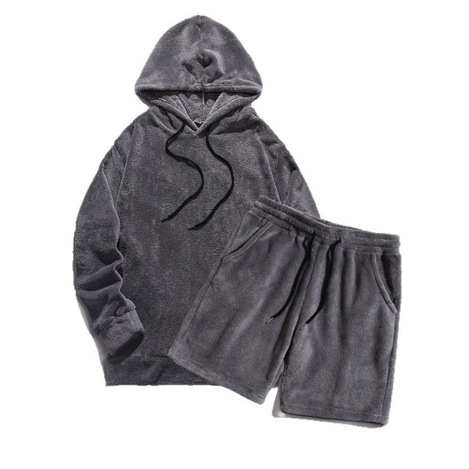 Conjunto de Sudadera con Capucha y Shorts en Fleece Coral para Hombre Talla Grande - Image 5