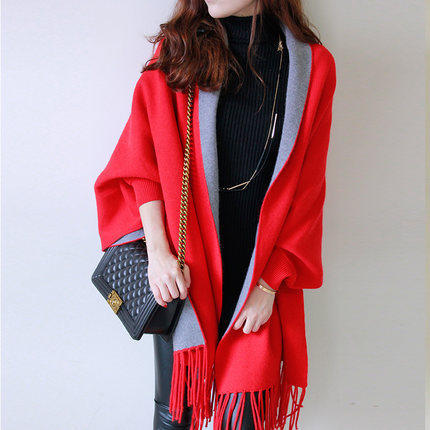 Cardigan Suéter Tipo Chal con Flecos para Mujer - Image 6