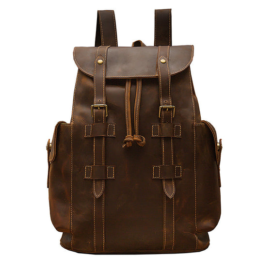Mochila de Cuero Retro Crazy Horse para Hombre - Bolsa Casual Versátil - Image 4