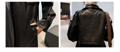 Abrigo de Cuero Entallado Estilo Trinchera - Colección Otoño - Image 16