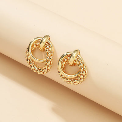 Aretes Geométricos Hueco de Aleación - Diseño Minimalista Europeo y Americano para Mujer - Image 9