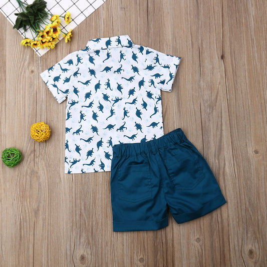 Conjunto Infantil Estampado Dinosaurio - Playera y Shorts de Verano