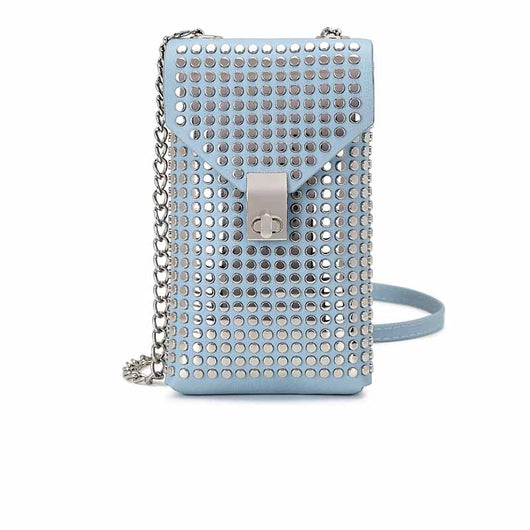 Bolso Bandolera de Cuero Suave con Cadena y Remaches - Image 3