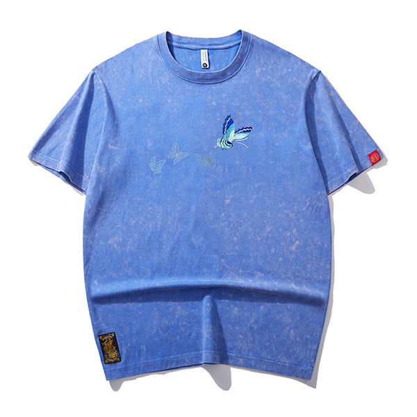 Playera Cuello Redondo Manga Corta con Bordado de Mariposa para Hombre