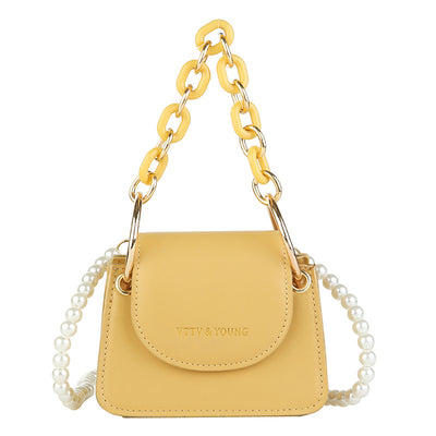 Bolso Bandolera Cuadrado con Cadena de Perlas a un Hombro - Image 8
