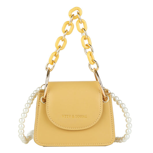 Bolso Bandolera Cuadrado con Cadena de Perlas a un Hombro - Image 8