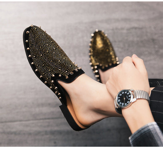 Zapatos de Tacón Drag Metalizado con Cristales y Punta Afilada para Hombre - Image 4