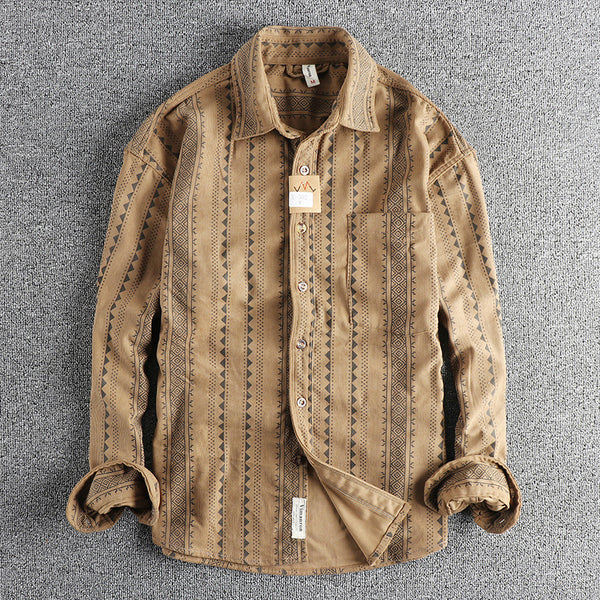 Camisa Casual Hombre Estilo Navajo Retro Americano