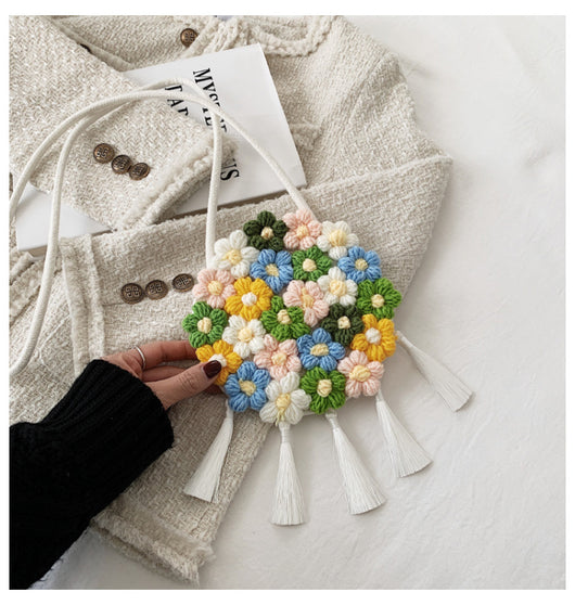 Bolsa Redonda Étnica Esponjosa para Mujer - Diseño Floral 2025 - Image 7